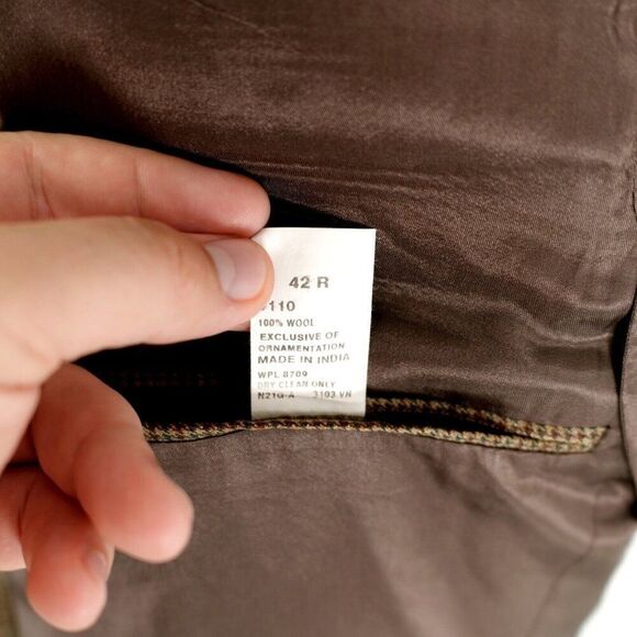 Nautica Wool Brown Green Houndstooth 2 Button Sport Coat‎ 42R - Picture 12 of 14